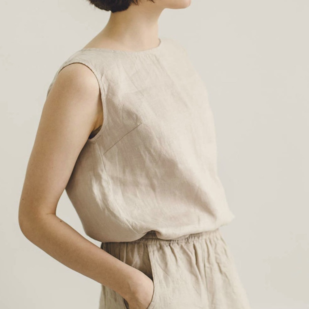 Linenfox Luna Top in Natural Grey